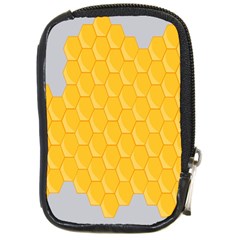 Hexagons Yellow Honeycomb Hive Bee Hive Pattern Compact Camera Leather Case by artworkshop