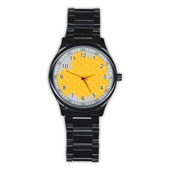 Hexagons Yellow Honeycomb Hive Bee Hive Pattern Stainless Steel Round Watch by artworkshop