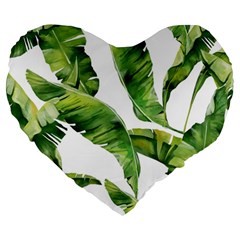 Sheets Tropical Plant Palm Summer Exotic Large 19  Premium Heart Shape Cushions by artworkshop