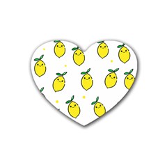 Pattern Lemon Texture Rubber Heart Coaster (4 Pack) by artworkshop