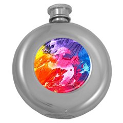 Colorful Painting Round Hip Flask (5 Oz) by artworkshop