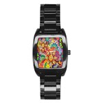Mandalas Colorful Abstract Ornamental Stainless Steel Barrel Watch