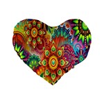 Mandalas Colorful Abstract Ornamental Standard 16  Premium Flano Heart Shape Cushions