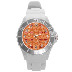 Abstract Pattern Geometric Backgrounds  Round Plastic Sport Watch (l) by Eskimos