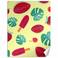Watermelon Leaves Cherry Background Pattern Canvas 12  X 16  by nate14shop