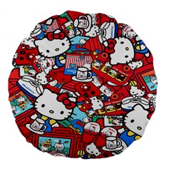 Hello-kitty Large 18  Premium Flano Round Cushions by nate14shop