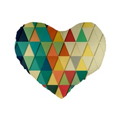 Geometric Standard 16  Premium Flano Heart Shape Cushions by nate14shop
