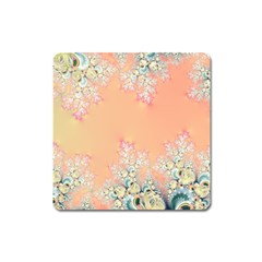 Peach Spring Frost On Flowers Fractal Square Magnet by Artist4God