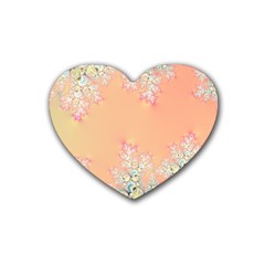 Peach Spring Frost On Flowers Fractal Rubber Coaster (heart) by Artist4God