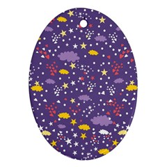 Pattern-cute-clouds-stars Ornament (oval)