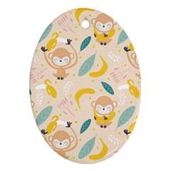 Cute-monkey-banana-seamless-pattern-background Ornament (oval)
