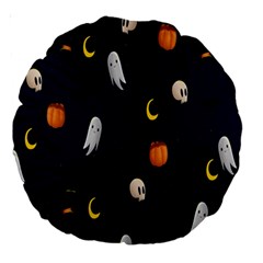 Halloween Ghost Pumpkin Bat Skull Large 18  Premium Round Cushions by artworkshop