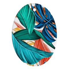 Leaves Tropical Exotic Oval Ornament (two Sides) by artworkshop