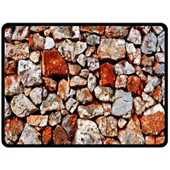 Stone Wall Wall Texture Drywall Stones Rocks Double Sided Fleece Blanket (large)  by artworkshop