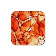 Orange Rubber Square Coaster (4 Pack) by nate14shop