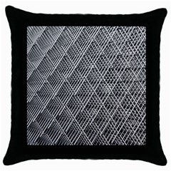 Grid Wire Mesh Stainless Rods Metal Throw Pillow Case (black) by artworkshop