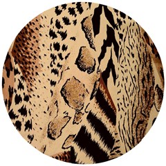 Animal-pattern-design-print-texture Wooden Puzzle Round by nate14shop