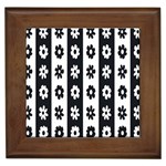 Black-and-white-flower-pattern-by-zebra-stripes-seamless-floral-for-printing-wall-textile-free-vecto Framed Tile