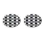 Black-and-white-flower-pattern-by-zebra-stripes-seamless-floral-for-printing-wall-textile-free-vecto Cufflinks (Oval)