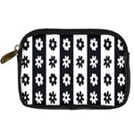 Black-and-white-flower-pattern-by-zebra-stripes-seamless-floral-for-printing-wall-textile-free-vecto Digital Camera Leather Case