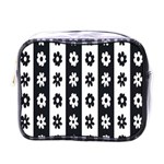 Black-and-white-flower-pattern-by-zebra-stripes-seamless-floral-for-printing-wall-textile-free-vecto Mini Toiletries Bag (One Side)