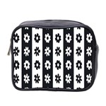Black-and-white-flower-pattern-by-zebra-stripes-seamless-floral-for-printing-wall-textile-free-vecto Mini Toiletries Bag (Two Sides)
