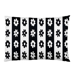 Black-and-white-flower-pattern-by-zebra-stripes-seamless-floral-for-printing-wall-textile-free-vecto Pillow Case by nate14shop