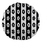 Black-and-white-flower-pattern-by-zebra-stripes-seamless-floral-for-printing-wall-textile-free-vecto Large 18  Premium Round Cushions