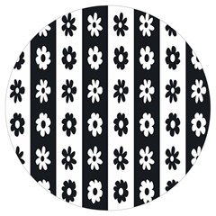Black-and-white-flower-pattern-by-zebra-stripes-seamless-floral-for-printing-wall-textile-free-vecto Round Trivet by nate14shop