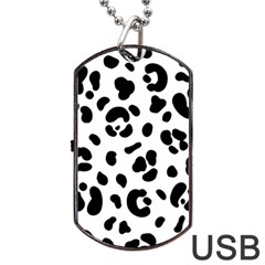 Blak-white-tiger-polkadot Dog Tag Usb Flash (one Side) by nate14shop