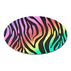 Rainbow Zebra Stripes Oval Magnet by nate14shop