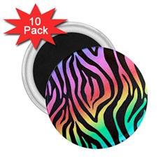 Rainbow Zebra Stripes 2 25  Magnets (10 Pack)  by nate14shop