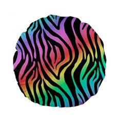 Rainbow Zebra Stripes Standard 15  Premium Flano Round Cushions by nate14shop