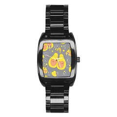 Avocado-yellow Stainless Steel Barrel Watch by nate14shop
