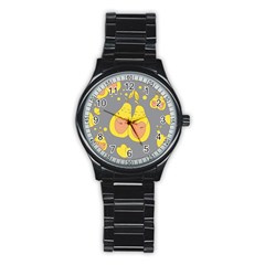 Avocado-yellow Stainless Steel Round Watch by nate14shop