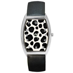 Leoperd-white-black Background Barrel Style Metal Watch by nate14shop