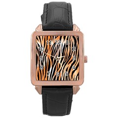 Seamless Zebra Stripe Rose Gold Leather Watch  by nate14shop