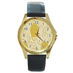 Sun Round Gold Metal Watch by nate14shop