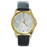 Architecture Building Round Gold Metal Watch Front