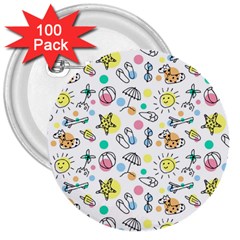 Drawing Pattern 3  Buttons (100 Pack)  by artworkshop