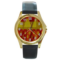 Rhomboid 003 Round Gold Metal Watch by nate14shop