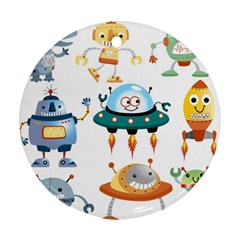 Vector-set-funny-robots-cartoon Ornament (round)