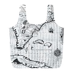 Florida-map-antique-line-art Full Print Recycle Bag (l) by Jancukart