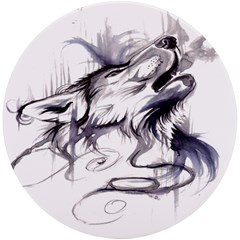 Tattoo-ink-flash-drawing-wolf Uv Print Round Tile Coaster