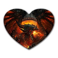 Dragon Fire Fantasy Art Heart Mousepads by Jancukart