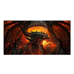Dragon Fire Fantasy Art Satin Shawl 45  X 80  by Jancukart