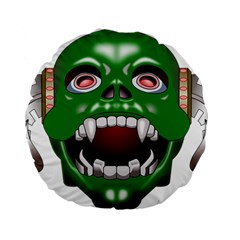Monster-mask-alien-horror-devil Standard 15  Premium Flano Round Cushions by Jancukart