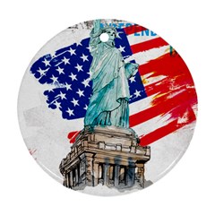 Statue Of Liberty Independence Day Poster Art Ornament (round)