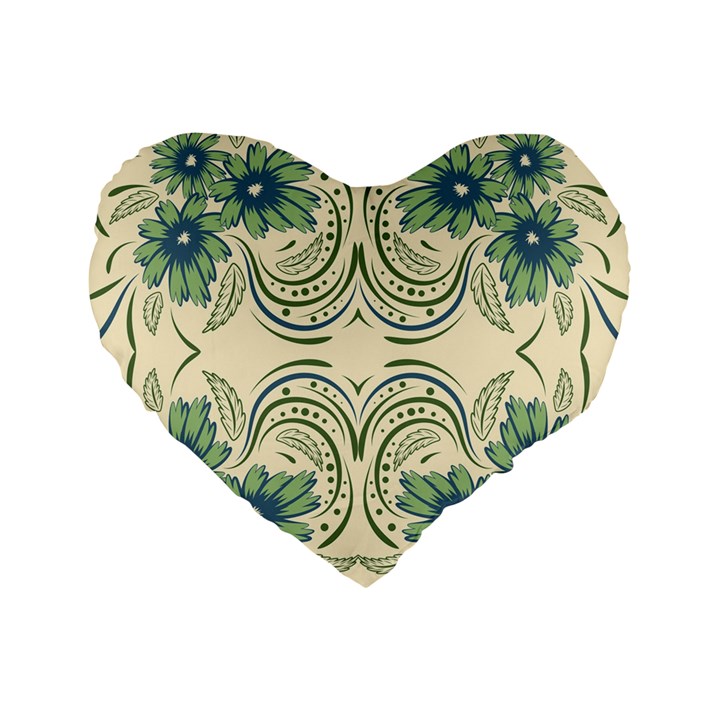 Folk flowers print Floral pattern Ethnic art Standard 16  Premium Flano Heart Shape Cushions
