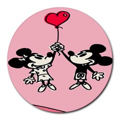 Baloon Love Mickey & Minnie Mouse Round Mousepads by nate14shop